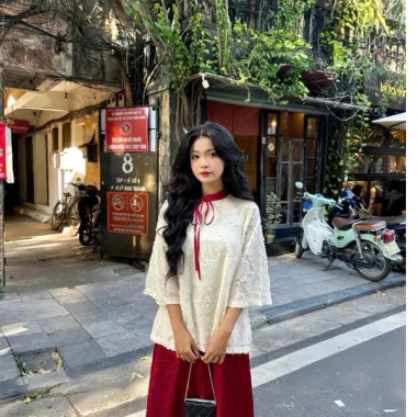 Bộ cách tân áo lông vũ pháp phục lễ chùa kèm quần - Set Tết, đi chùa, giá 199k