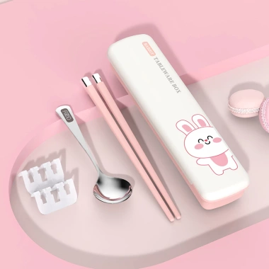 Bộ cắm trại 3 món: dao kéo, đũa thép không gỉ, muỗng nĩa trong hộp lưu trữ a41-3
