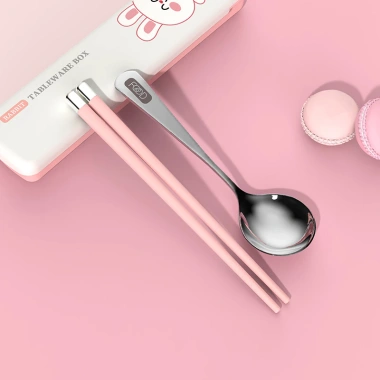 Bộ cắm trại 3 món: dao kéo, đũa thép không gỉ, muỗng nĩa trong hộp lưu trữ a41-3
