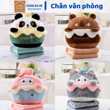 Bộ chăn gối 2 in 1 văn phòng - chăn bên trong, gối kèm chăn cho bé đi học, du lịch tiện lợi, giảm giá 185k