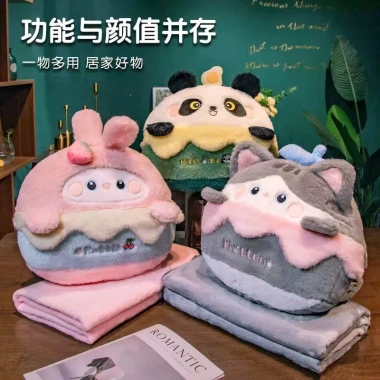 Bộ chăn gối 2 in 1 văn phòng - chăn bên trong, gối kèm chăn cho bé đi học, du lịch tiện lợi, giảm giá 185k