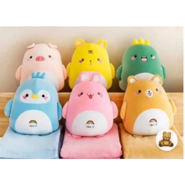 Bộ chăn gối văn phòng 3in1 Doremon, Thỏ, Cún - Gấu bông ủ tay, giá chỉ 79.000đ 5