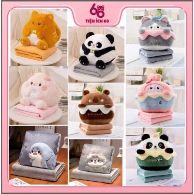 Bộ chăn gối văn phòng bánh kem Capybara, Mèo Kitten, Gấu Panda, Thỏ Rabbit - 89.000 VND MY.home