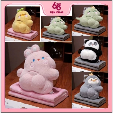 Bộ chăn gối văn phòng bánh kem Capybara, Mèo Kitten, Gấu Panda, Thỏ Rabbit - 89.000 VND MY.home