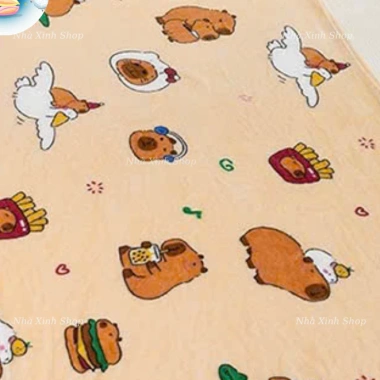 Bộ chăn gối văn phòng Capybara vuông mẫu mới - Chăn lớn 2m, giá chỉ 199.000 VND 4