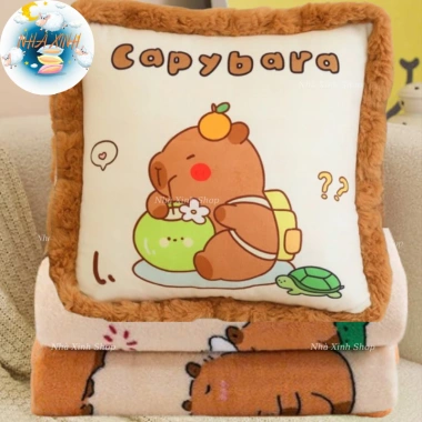 Bộ chăn gối văn phòng Capybara vuông mẫu mới - Chăn lớn 2m, giá chỉ 199.000 VND 6