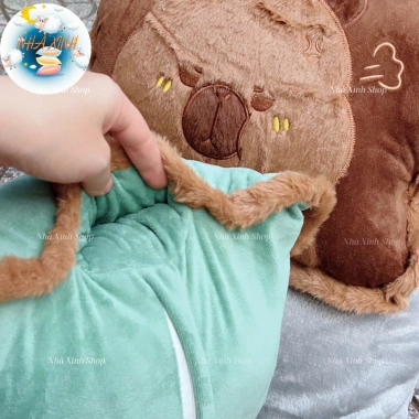 Bộ chăn gối văn phòng Capybara vuông mẫu mới, siêu mềm, giảm 20% - Giá 182.700₫