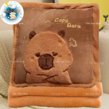 Bộ chăn gối văn phòng Capybara vuông mẫu mới, siêu mềm, giảm 20% - Giá 182.700₫