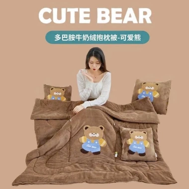 Bộ chăn gối văn phòng gấp gọn, len lông cừu siêu ấm, chuyển thành gối decor - 539k 3