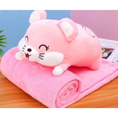 Bộ chăn gối văn phòng gấu bông 2 trong 1, mền thú béo 3 trong 1 tiện lợi 169k