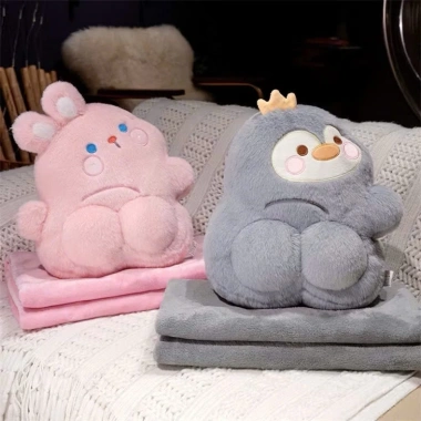 Bộ chăn gối văn phòng Loppy 2 trong 1 - Gấu bông nhà cam, siêu tiện lợi, 149k