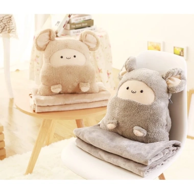 Bộ chăn văn phòng 3 trong 1 màu xám Suki, giảm giá chỉ 195.000 đồng