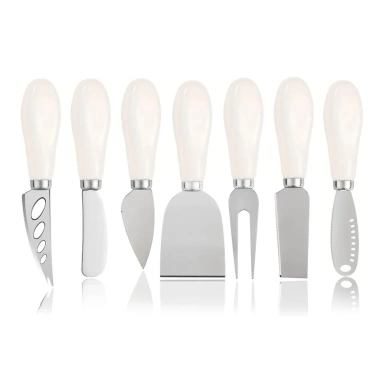 Bộ Charcuterie Inox Gốm Thìa Dao Bơ Nĩa Phô Mai Phù Hợp Bánh Ngọt Giáng Sinh