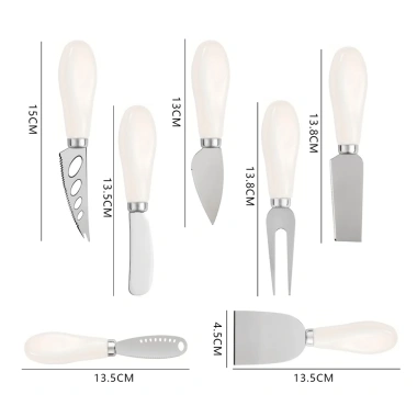 Bộ Charcuterie Inox Gốm Thìa Dao Bơ Nĩa Phô Mai Phù Hợp Bánh Ngọt Giáng Sinh