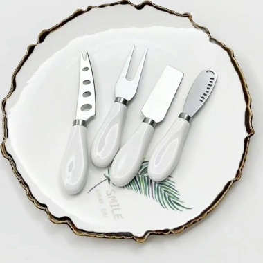 Bộ Charcuterie Inox Gốm Thìa Dao Bơ Nĩa Phô Mai Phù Hợp Bánh Ngọt Giáng Sinh