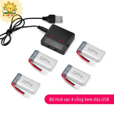 Bộ chia sạc 4 cổng XH 2.54 cho Pin Lithium máy bay RC SU27 HW37 F35 - kèm USB 2.0, giá ưu đãi 52.500₫