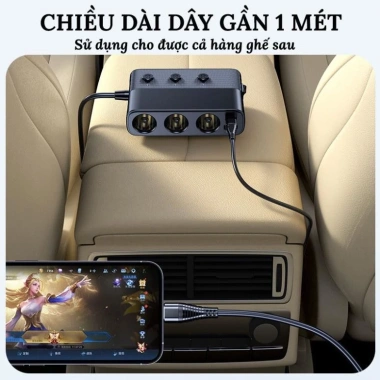 Bộ Chia Tẩu Sạc Ô To C28 Version 7 - 127W, Type-C 30W & QC3.0, Giá 319k