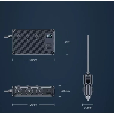 Bộ Chia Tẩu Sạc Ô To C29S V7 – Type‑C 30W, QC3.0, 127W, Giá Ưu Đãi 145k