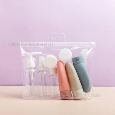 Bộ chiết mỹ phẩm du lịch 11 món - Set lọ chiết dầu gội sữa tắm sữa rửa mặt túi Zip tiện lợi