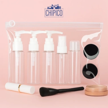 Bộ Chiết Mỹ Phẩm Du Lịch Nhựa PET Túi Zip PVC Dầu Gội Sữa Tắm Toner Kem - 30.000 4