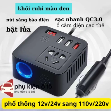 Bộ Chuyển Đổi 12V/24V sang 110V/220V Xe Hơi Ô Tô, USB QC3.0 Sạc Nhanh, Bật Lửa - 359.000₫ 5 Bộ Chuyển Đổi 12V/24V sang 110V/220V Xe Hơi Ô Tô, USB QC3.0 Sạc Nhanh, Bật Lửa - 359.000₫ 5
