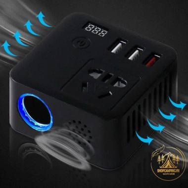 Bộ Chuyển Đổi 12V/24V sang 110V/220V Xe Hơi Ô Tô, USB QC3.0 Sạc Nhanh, Bật Lửa - 359.000₫