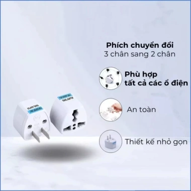 Bộ chuyển đổi 3 chân sang 2 chân US EU UK AU – Ổ cắm tiêu chuẩn chỉ 14.900₫