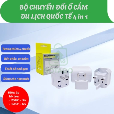 Bộ chuyển đổi 3 chấu thành 2 chấu - Ổ cắm chuẩn Mỹ Nhật Châu Âu Úc, giá 99.000₫