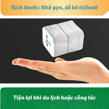Bộ chuyển đổi 3 chấu thành 2 chấu - Ổ cắm du lịch cho Mỹ, Nhật, EU, Úc, giảm còn 109k