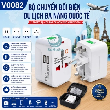 Bộ Chuyển Đổi Điện Du Lịch 4 trong 1 Đa Chuẩn Toàn Cầu - Giá 149k Bảo Vận Nhanh