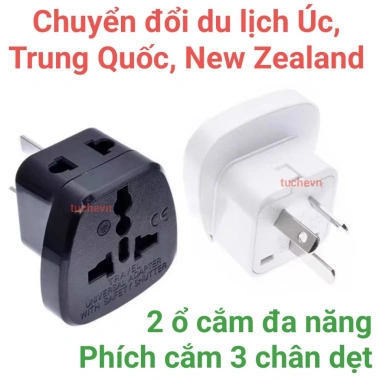 Bộ chuyển đổi du lịch Úc Trung Quốc 3 chân 2 ổ cắm AU CN NZ – 79.200₫