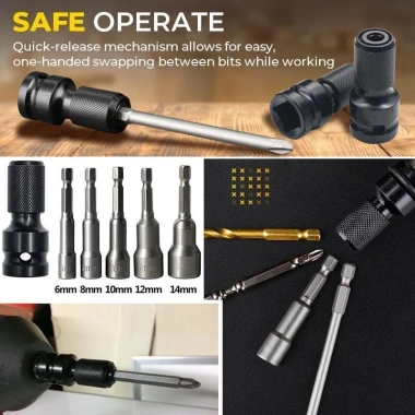 Bộ chuyển đổi KIPRUN 1/2-1/4 ổ cắm Chuck, chuôi lục giác, ratchet, cờ lê - 72.961đ 7