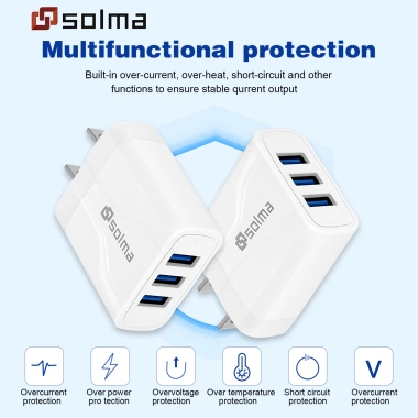 Bộ chuyển đổi nguồn 3 cổng cho điện thoại du lịch, tương thích Android, giá 48.400₫ 2