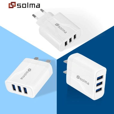 Bộ chuyển đổi nguồn 3 cổng cho điện thoại du lịch, tương thích Android, giá 48.400₫ 3