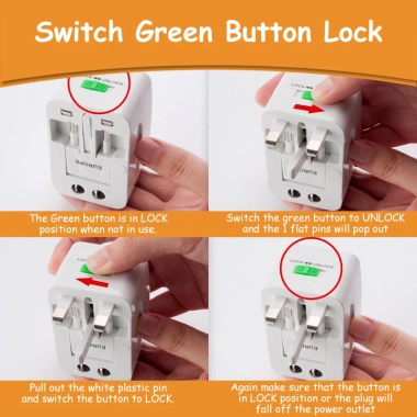 Bộ chuyển đổi nguồn du lịch đa năng Ổ cắm tường AU US UK EU + USB, giao hàng nhanh