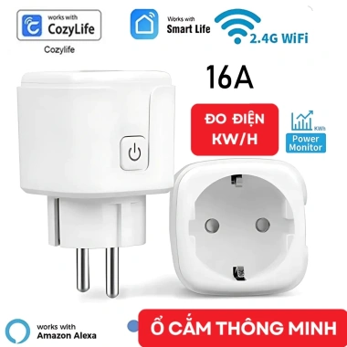 Bộ chuyển đổi ổ cắm thông minh không dây Wifi EU 16A AC100-240V, điều khiển Alexa, Google Home, Tuya – Giá chỉ 109.999₫