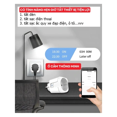Bộ chuyển đổi ổ cắm thông minh không dây Wifi EU 16A AC100-240V, điều khiển Alexa, Google Home, Tuya – Giá chỉ 109.999₫ 4