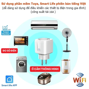 Bộ chuyển đổi ổ cắm thông minh không dây Wifi EU 16A AC100-240V, điều khiển Alexa, Google Home, Tuya – Giá chỉ 109.999₫ 6