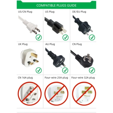 Bộ chuyển đổi phích cắm EU-US 16A 250V đa năng du lịch - hỗ trợ AU, UK, CN, KR, Hàn Quốc - 1 ổ cắm tường
