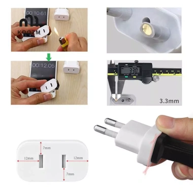 Bộ chuyển đổi phích cắm nguồn 4.8mm US sang EU - Du lịch tiện lợi, giá ưu đãi 62.370 VND