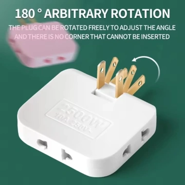 Bộ chuyển đổi phích cắm xoay 3 trong 1 2.500W 3 cổng USB 100‑240V dùng cho nhà và xe 7