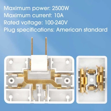 Bộ chuyển đổi phích cắm xoay 3 trong 1 2.500W 3 cổng USB 100‑240V dùng cho nhà và xe 8