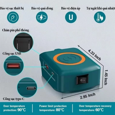 Bộ chuyển đổi pin Makita thành sạc dự phòng không dây từ tính 15W tích hợp cổng Type C giá ưu đãi 347.000 VND 5