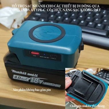Bộ chuyển đổi pin Makita thành sạc dự phòng không dây từ tính 15W tích hợp cổng Type C giá ưu đãi 347.000 VND 7
