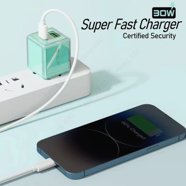 Bộ chuyển đổi sạc nhanh 30W đa cổng USB + Type‑C EU US UK, sạc du lịch iOS 15/16