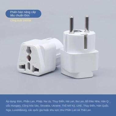 Bộ chuyển đổi tiêu chuẩn Đức - ổ cắm điện hai vòng cho Đức, Nga, Pháp - 49.999 VNĐ