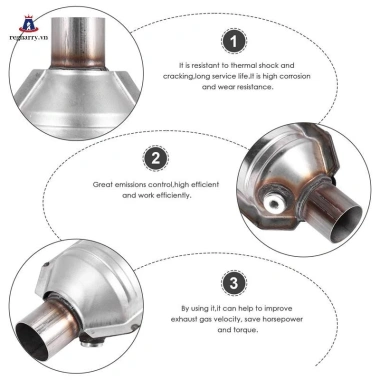 Bộ chuyển đổi xúc tác đa năng thép không gỉ ô tô Regharry - Đầu vào/Ổ cắm O2 + chắn nhiệt 53.004 6