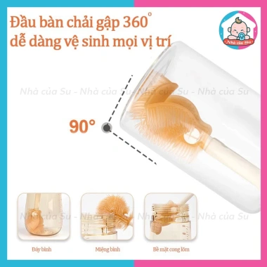 Bộ cọ rửa bình sữa silicon 6in1 kèm giá úp nhỏ gọn, tiện du lịch - NHÀ CỦA SU