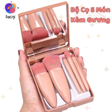 Bộ cọ trang điểm 05 cây Dacigi, hộp đựng + gương soi, nội địa Trung – giá 30k