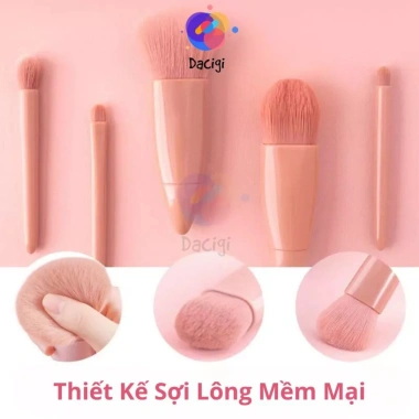 Bộ cọ trang điểm 05 cây Dacigi, hộp đựng + gương soi, nội địa Trung – giá 30k